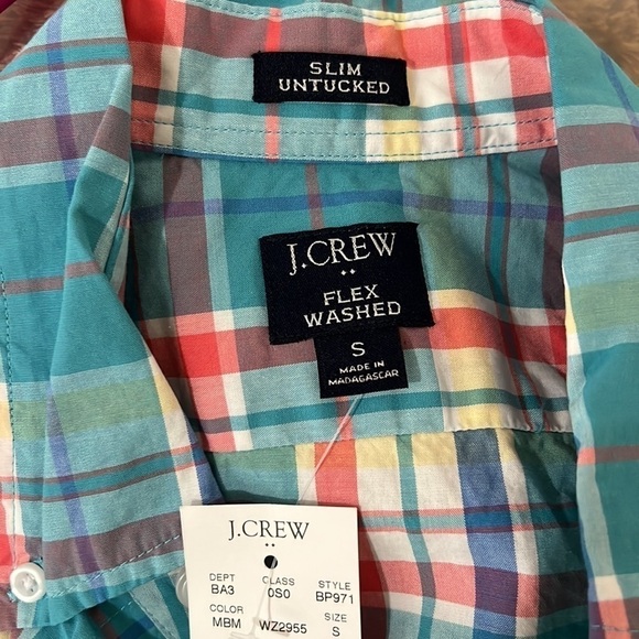J Crew Flex Washed Blue Pink Yellow Plaid Long Sleeve Button Down  Shirt Size S - Picture 5 of 5